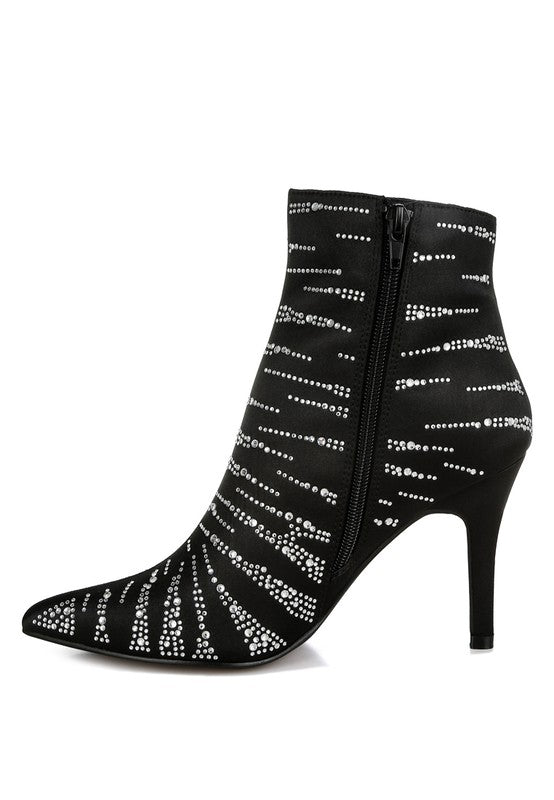 Rag Company gold embellished ankle boots with stylish silver detail and stiletto heel
