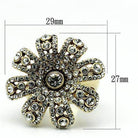 Gold flower statement ring for women adorned with sparkling rhinestones and detailed flower design