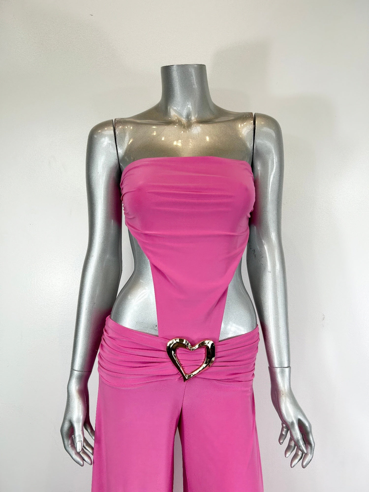 Women's pink gold heart cutout jumpsuit for clubwear events