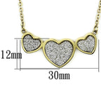 Gold heart stainless steel necklace featuring three sparkling heart pendants for a stylish look