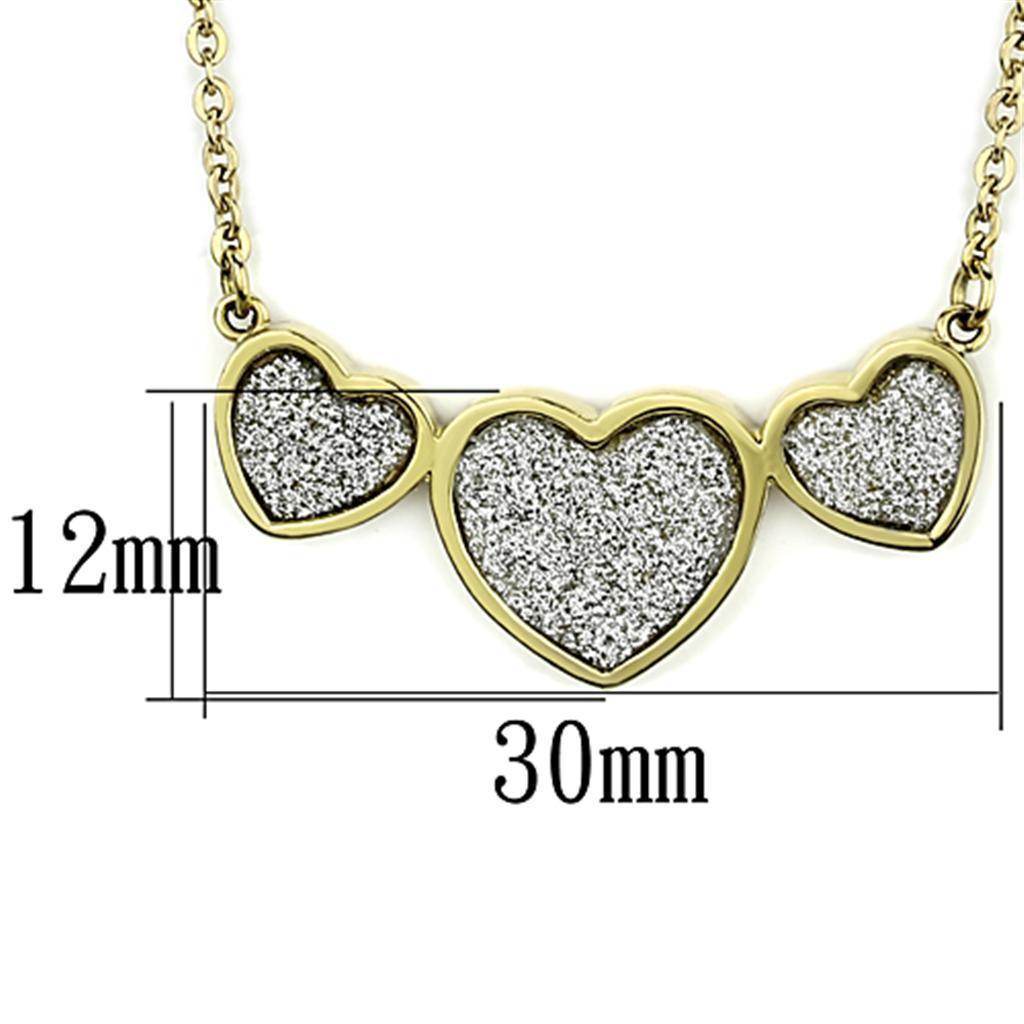 Gold heart stainless steel necklace featuring three sparkling heart pendants for a stylish look