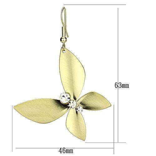Gold iron statement earrings featuring a floral design with sparkling crystals for a bold look