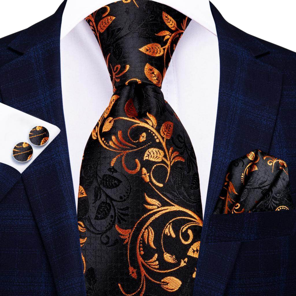 VacationGrabs Gold Paisley Formal Tie for Men