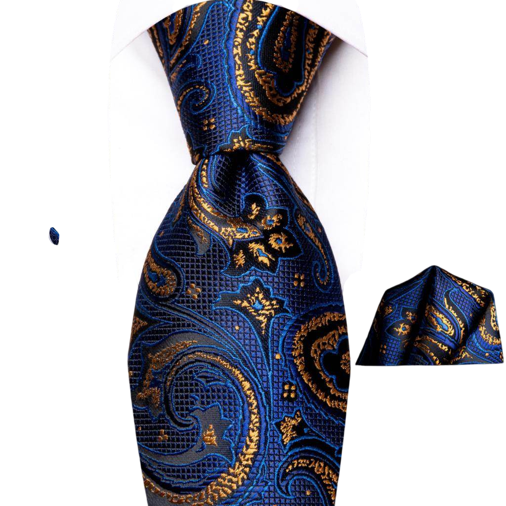 VacationGrabs Gold Paisley Formal Tie for Men
