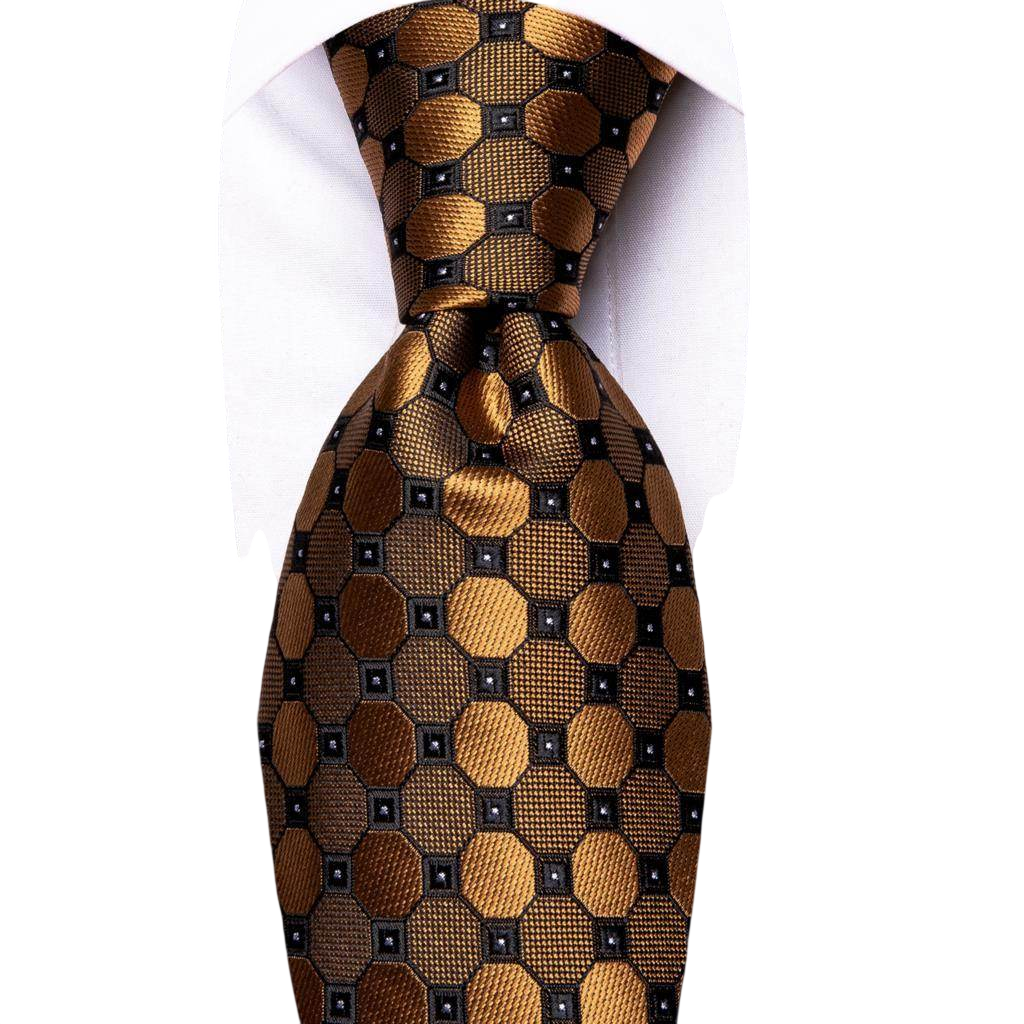 VacationGrabs Gold Paisley Formal Tie for Men