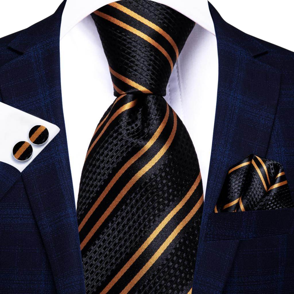 VacationGrabs Gold Paisley Formal Tie for Men