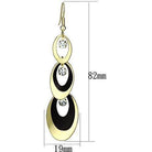 Gold ruthenium drop earrings for women featuring a stylish design with black accents and sparkling crystals