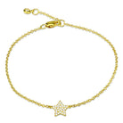 Gold star bracelet for women featuring a delicate chain and sparkling star charm