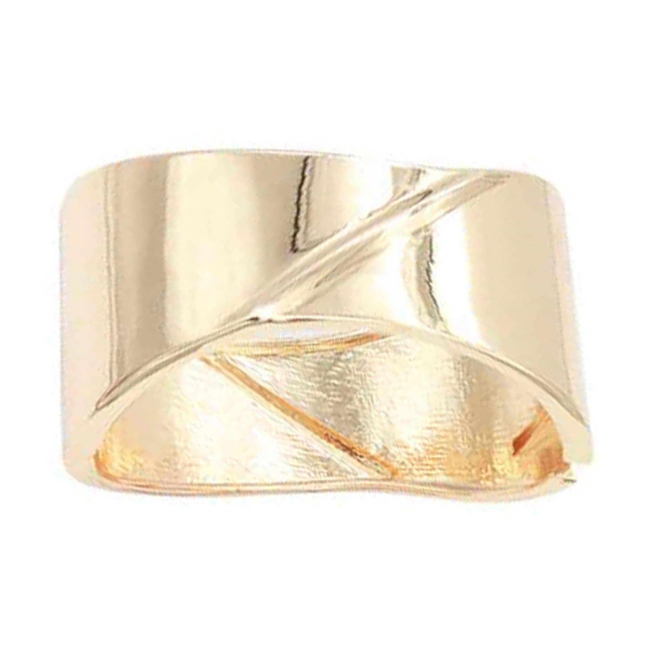 Stylish gold tone cuff bracelet with a unique twisted design for elegant accessorizing