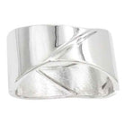 Silver statement ring with a sleek twisted design for women's jewelry, not a gold tone cuff bracelet
