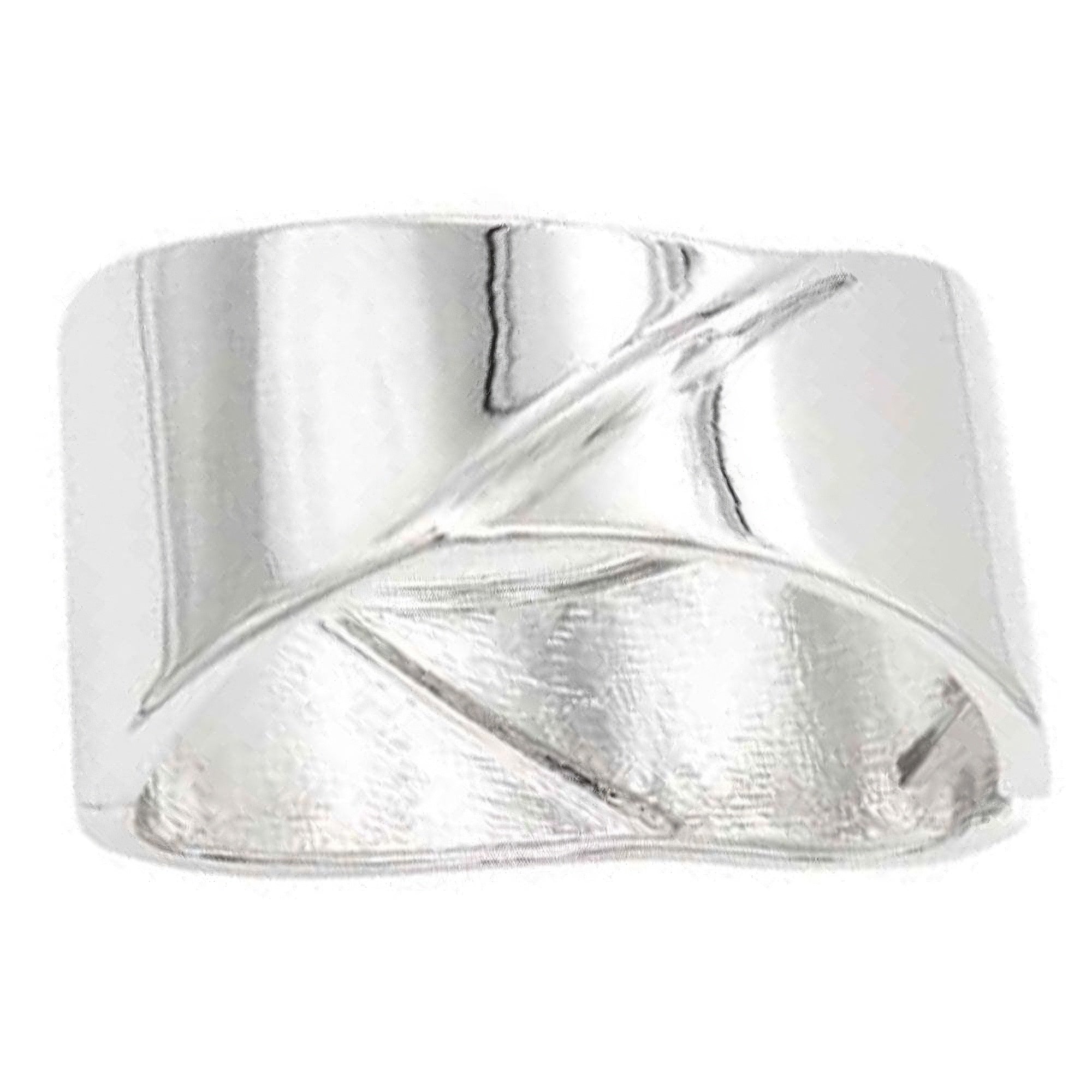 Silver statement ring with a sleek twisted design for women's jewelry, not a gold tone cuff bracelet