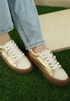 Women's gold Rag Company sneakers, stylish walking shoes for sightseeing tours