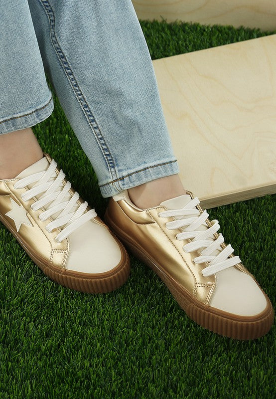 Women's gold Rag Company sneakers, stylish walking shoes for sightseeing tours