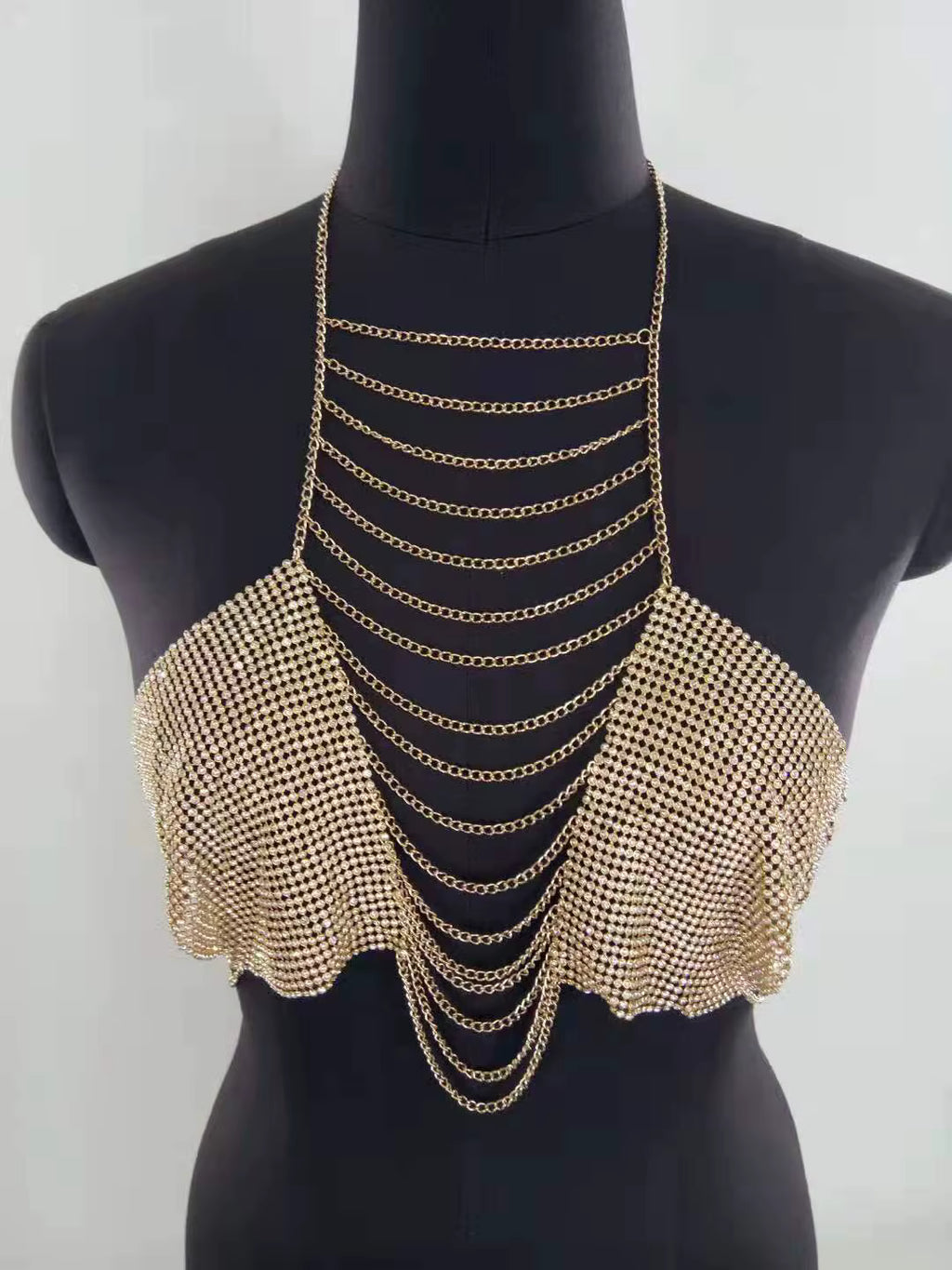 VacationGrabs Rhinestone Body Chain Top Clubwear for Women