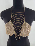 VacationGrabs Rhinestone Body Chain Top Clubwear for Women
