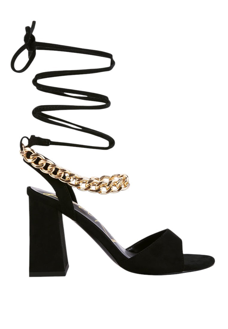 Gone Gurl Metal Chain Lace Up Sandals
