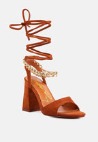 Gone Gurl Metal Chain Lace Up Sandals