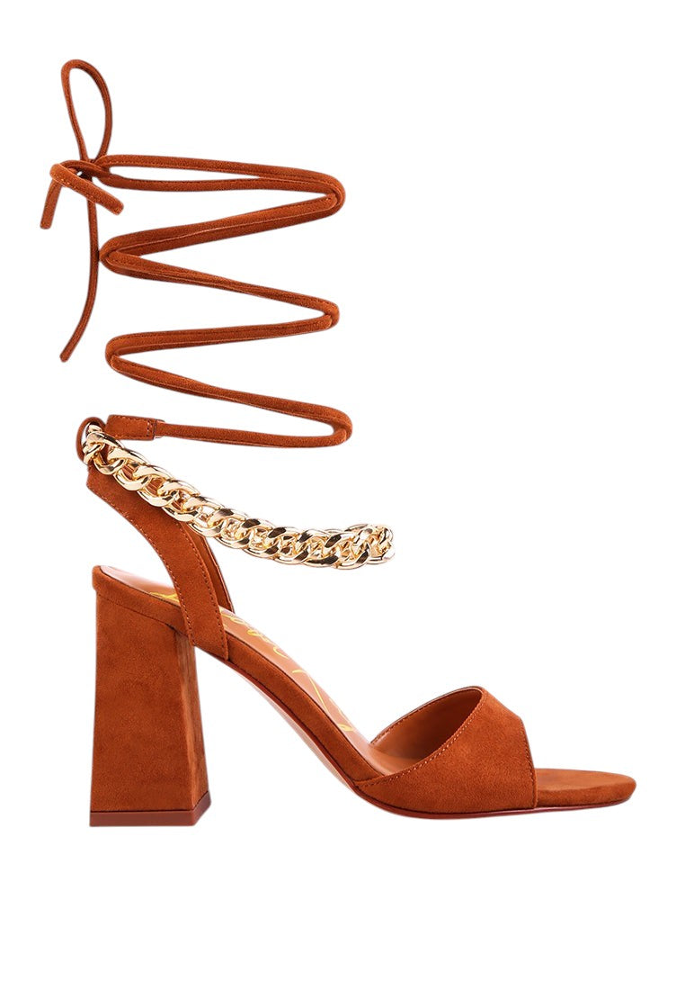 Gone Gurl Metal Chain Lace Up Sandals