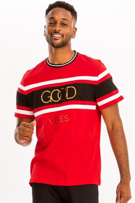 Men's Shirts Good Vibes 3D Design Print Gold Foil