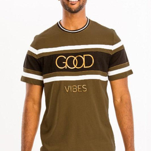 Men's Shirts Good Vibes 3D Design Print Gold Foil 2XL