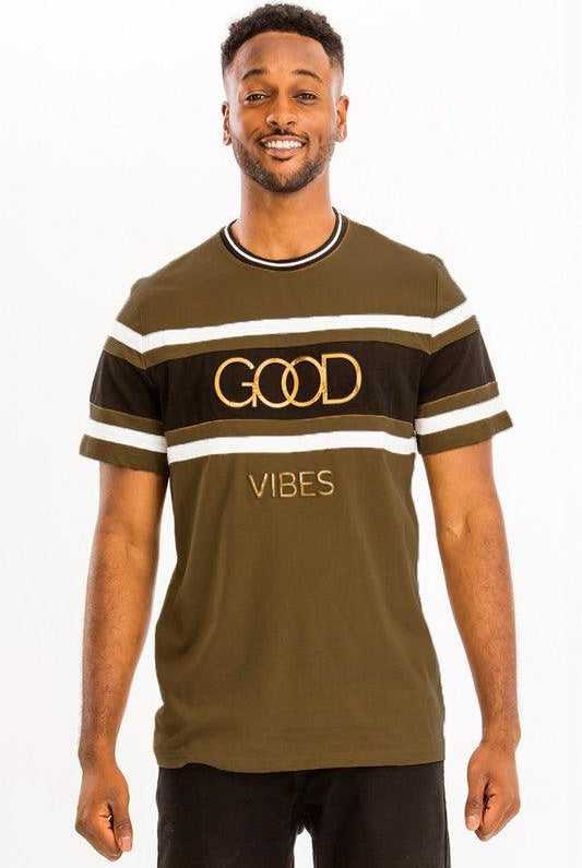 Men's Shirts Good Vibes 3D Design Print Gold Foil 2XL