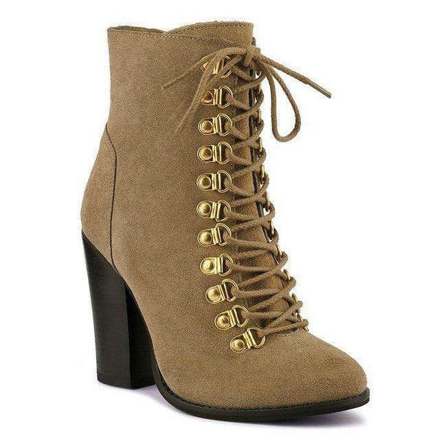 Goose-Feather Antique High Heeled Ankle Boot - VacationGrabs