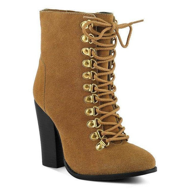 Goose-Feather Antique High Heeled Ankle Boot - VacationGrabs