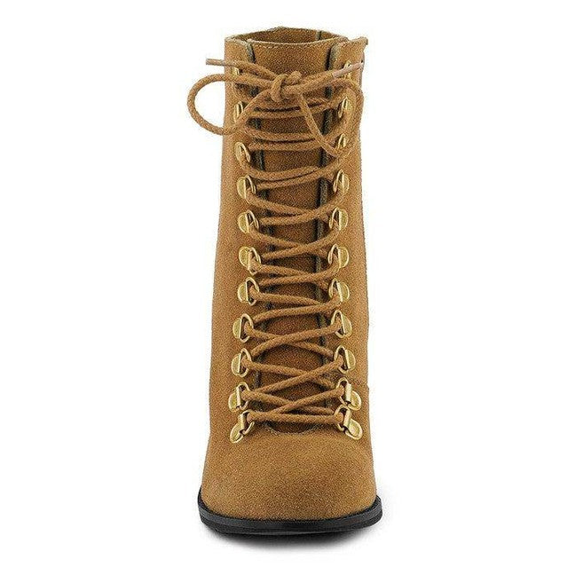 Goose-Feather Antique High Heeled Ankle Boot - VacationGrabs