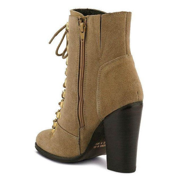 Goose-Feather Antique High Heeled Ankle Boot - VacationGrabs