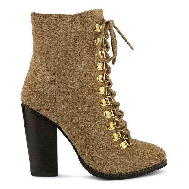 Goose-Feather Antique High Heeled Ankle Boot - VacationGrabs