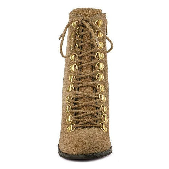 Goose-Feather Antique High Heeled Ankle Boot - VacationGrabs