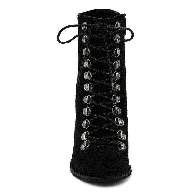 Goose-Feather Antique High Heeled Ankle Boot - VacationGrabs