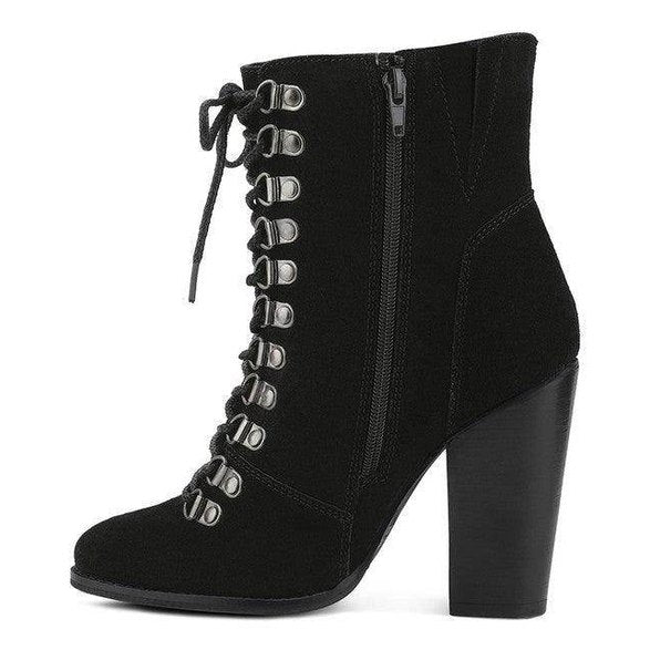 Goose-Feather Antique High Heeled Ankle Boot - VacationGrabs