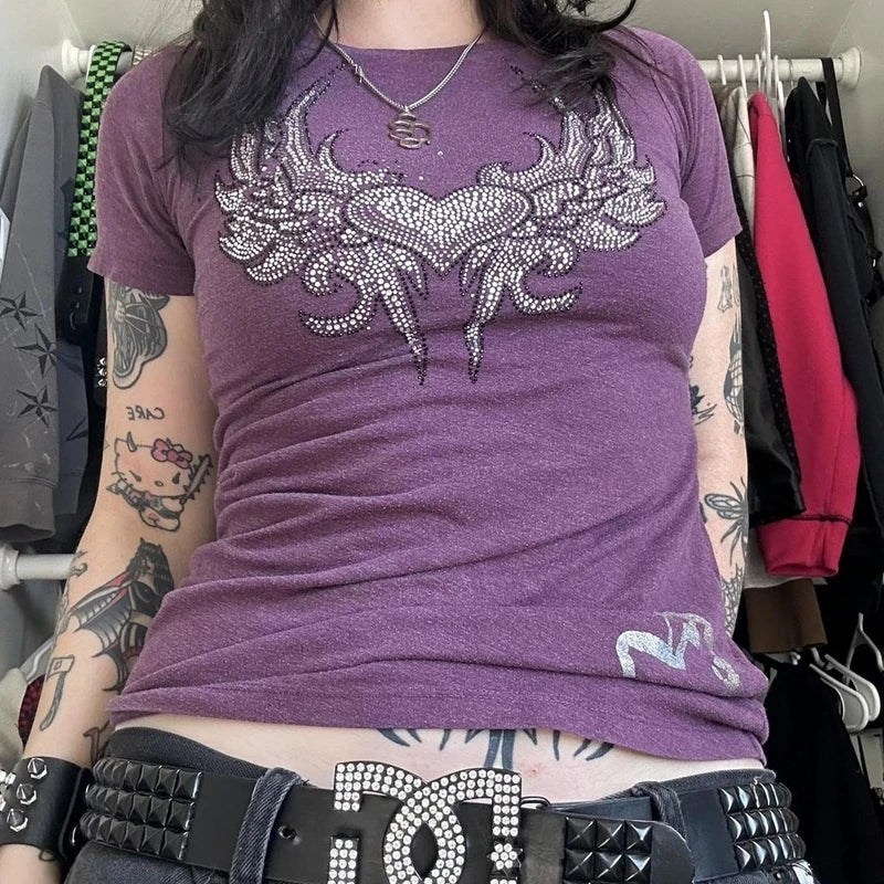Women's purple gothic t shirt, soft material, perfect for casual wear