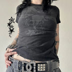 Women's gothic t shirt in black, soft material for casual wear
