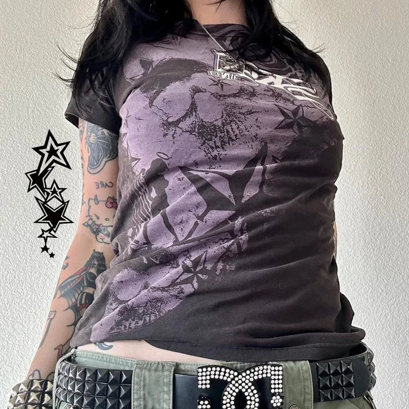 women's gothic t shirt, black, cotton, casual wear