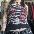 Women's gothic t shirt, black with skull design, casual wear