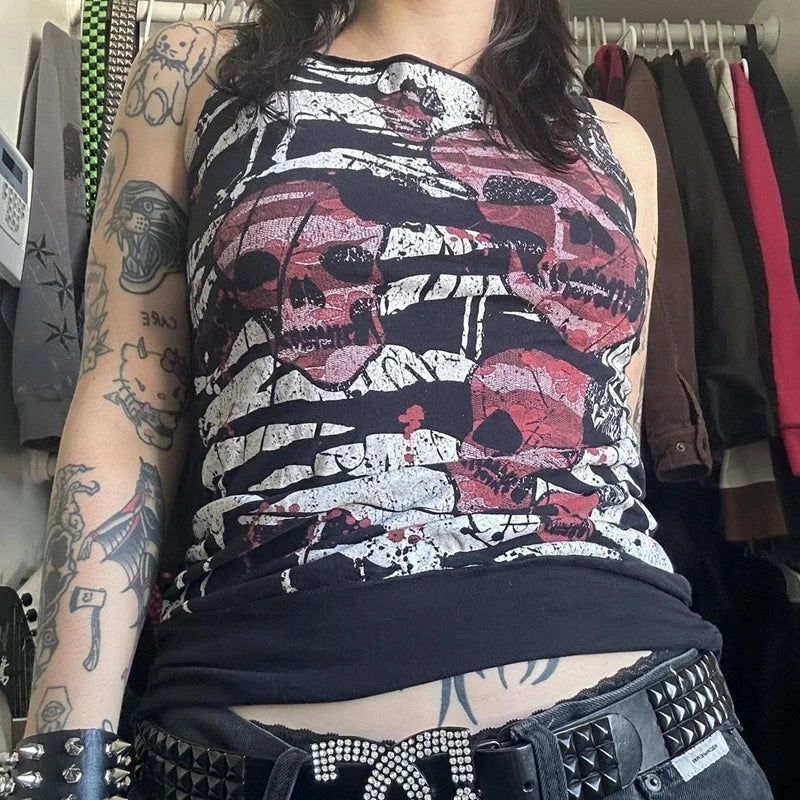 Women's gothic t shirt, black with skull design, casual wear