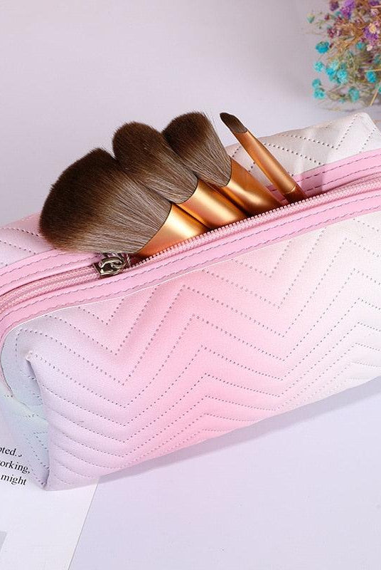 Travel Essentials - Toiletry Bags Gradient Pastel Makeup Bags For Women Pu Leather Travel Pouch