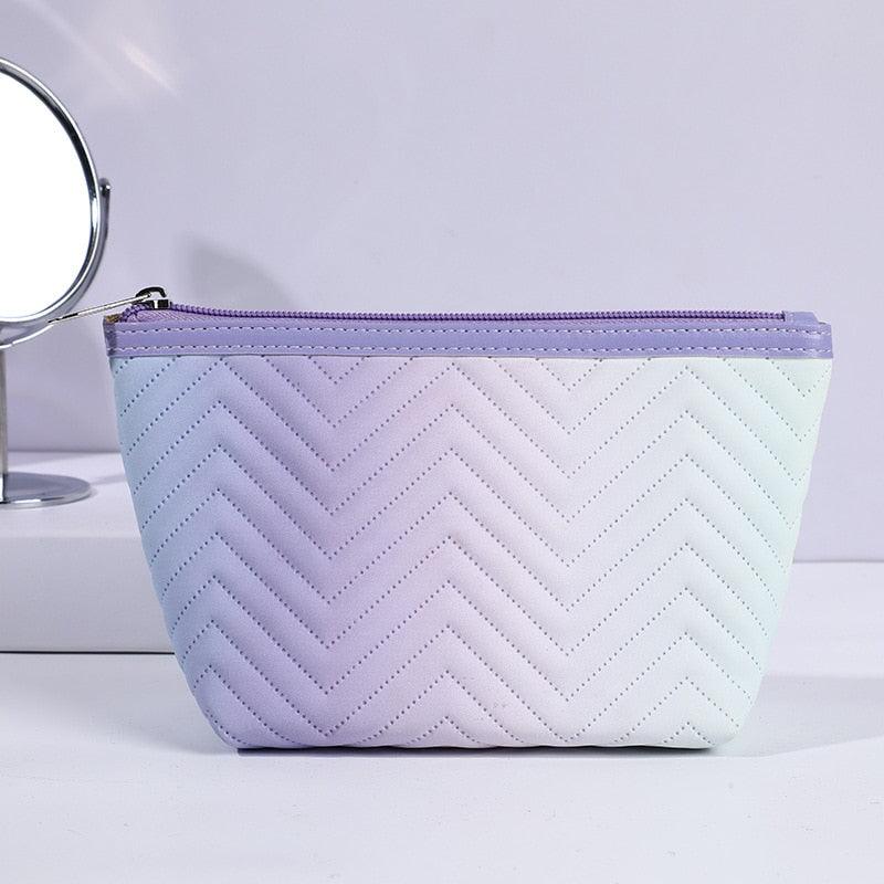 Travel Essentials - Toiletry Bags Gradient Pastel Makeup Bags For Women Pu Leather Travel Pouch
