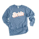 Stylish Graphic Bride Shirt Women in Blue with Trendy Script Design for Wedding Events