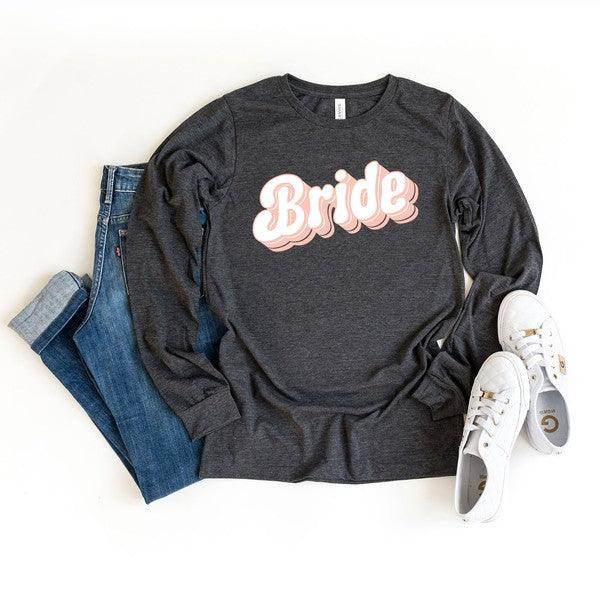 Graphic Bride Shirt Women in dark gray with stylish script design paired with jeans and white sneakers