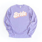 Graphic Bride Shirt Women in lavender with stylish text design for bridal celebrations