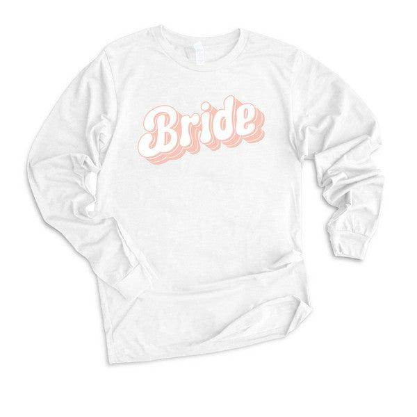 Olive and Ivory Graphic Bride Shirt Women in white with stylish cursive lettering