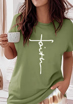 Women's olive green graphic tee, soft cotton, perfect for lounging