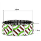 Green and brown geometric stretch bracelet with colorful design, perfect for casual and trendy outfits