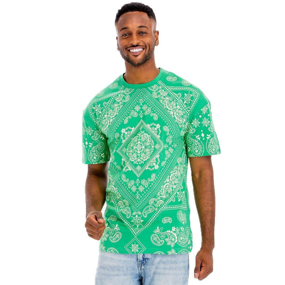 Green Bandana Print Tshirt - VacationGrabs