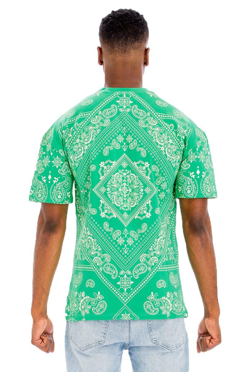 Men's Clothing Green Bandana Print Tshirt