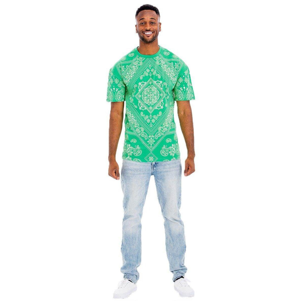 Green Bandana Print Tshirt - VacationGrabs