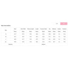 Size chart for green colorblock lounge set by YNIQUE including measurements for bust, hem, sleeve, length, waist, hips, and inseam